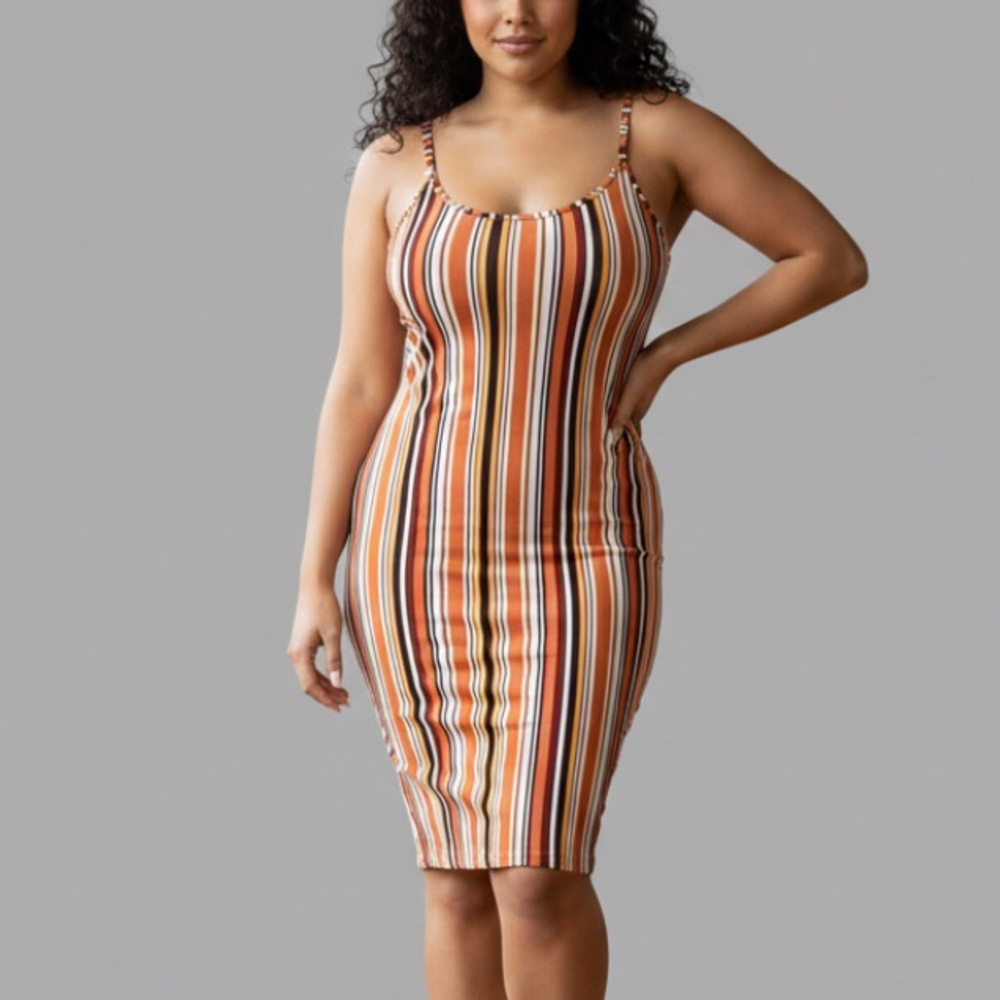 Full Circle sleeveless striped mini dress